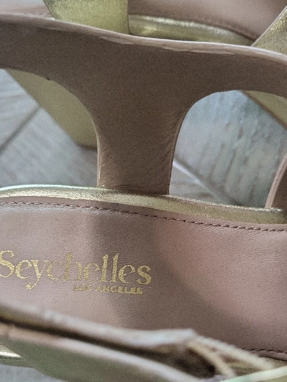 Seychelles Metallic Gold Leather Platform Sandals Ankle Strap Boho 70s